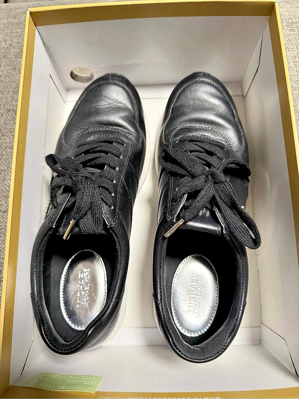 Michael Kors Allie Trainer Women's Leather Sneakers Black & White US 8M